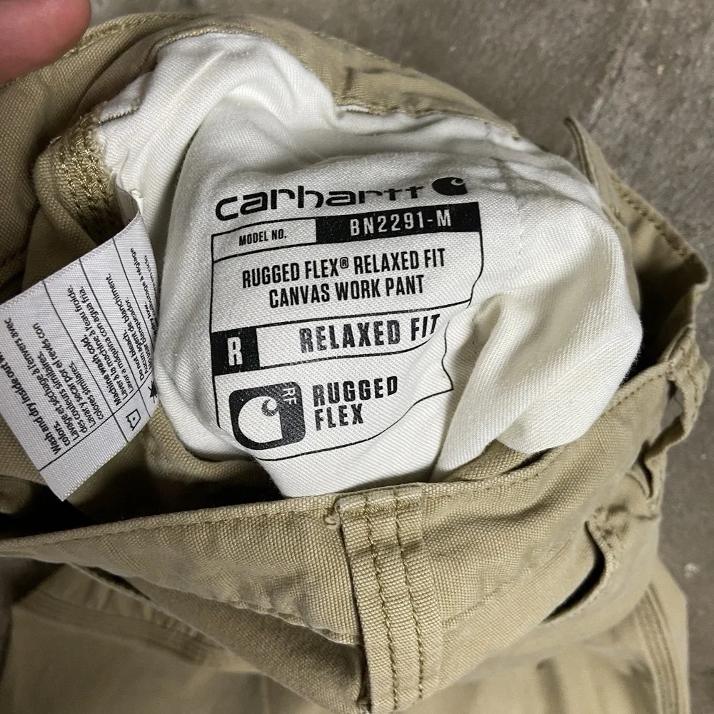 Carhartt Rugged Flex Canvas Pants Size 31x34 Beige Relaxed Fit Utility Work Wear